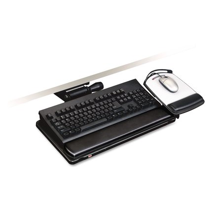 3M Easy Adjust Keyboard Tray, Highly Adjustable Platform, 23" Track, Blk AKT150LE